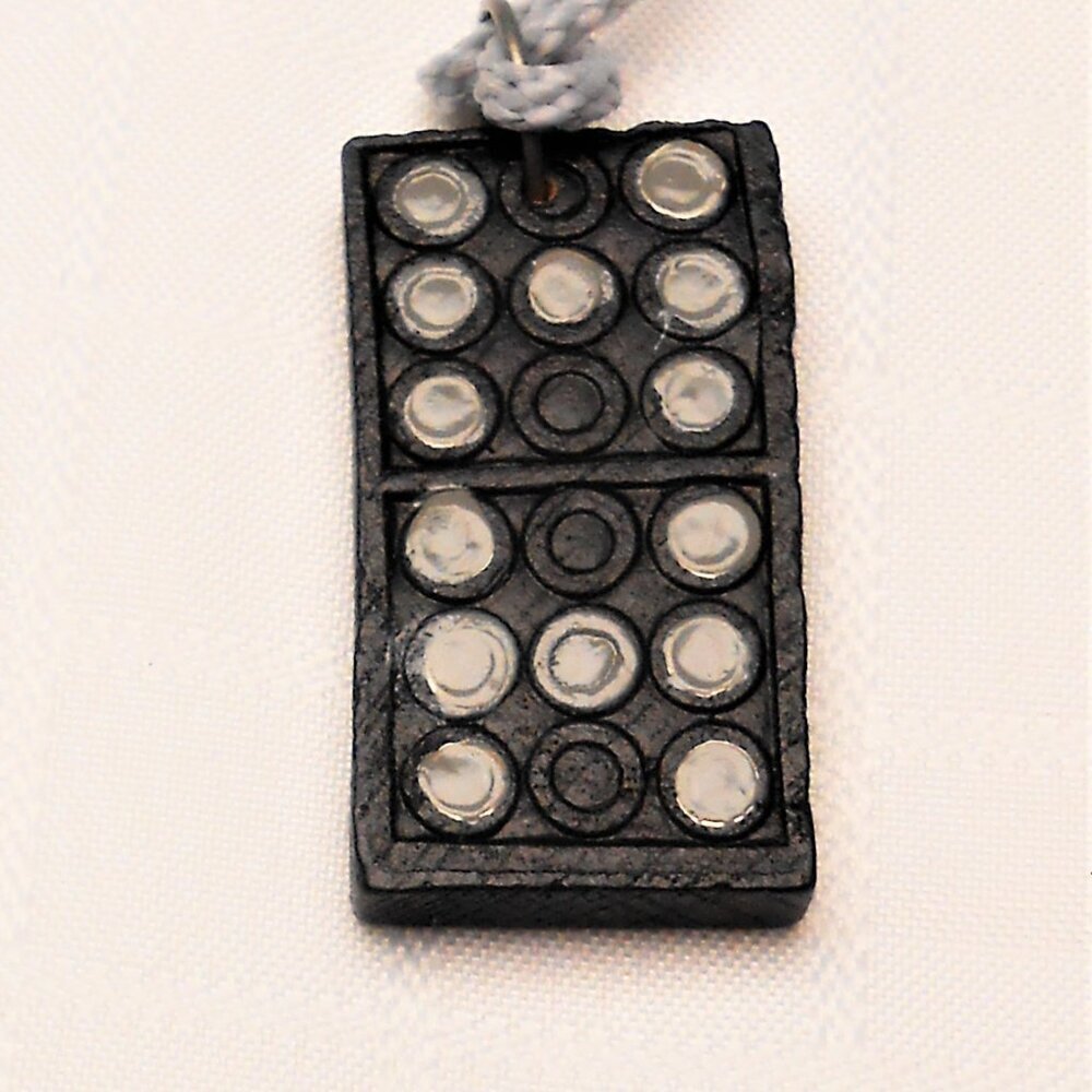No.4. Two seven dots handmade dominos tiles pendants